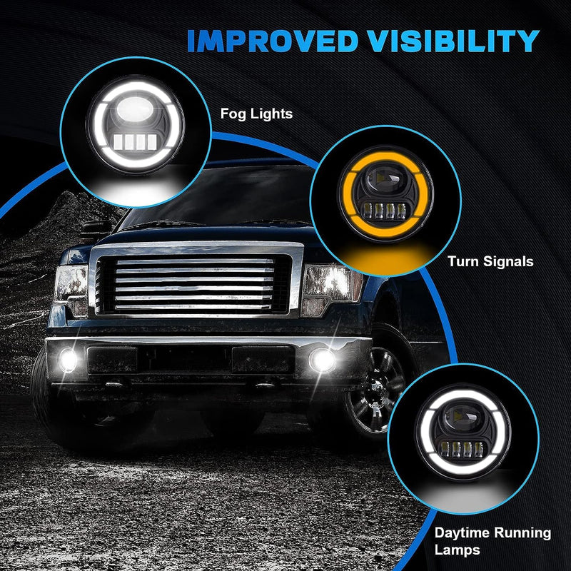 OKSIWA LED Fog Lights with DRL/Turn Signal Compatible with 2011 2012 2013 2014 Ford F150 Bumper Driving Fog Lamp Assembly Replacement DOT Approved（1 Pair）-4