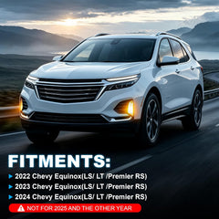 DOT Approved LED Fog Lights with DRL & Amber Turn Signal for 2022-2024 Chevy Equinox w/ Wiring Harness Plug & Play-3