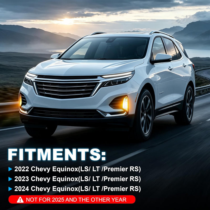 DOT Approved LED Fog Lights with DRL & Amber Turn Signal for 2022-2024 Chevy Equinox w/ Wiring Harness Plug & Play-3