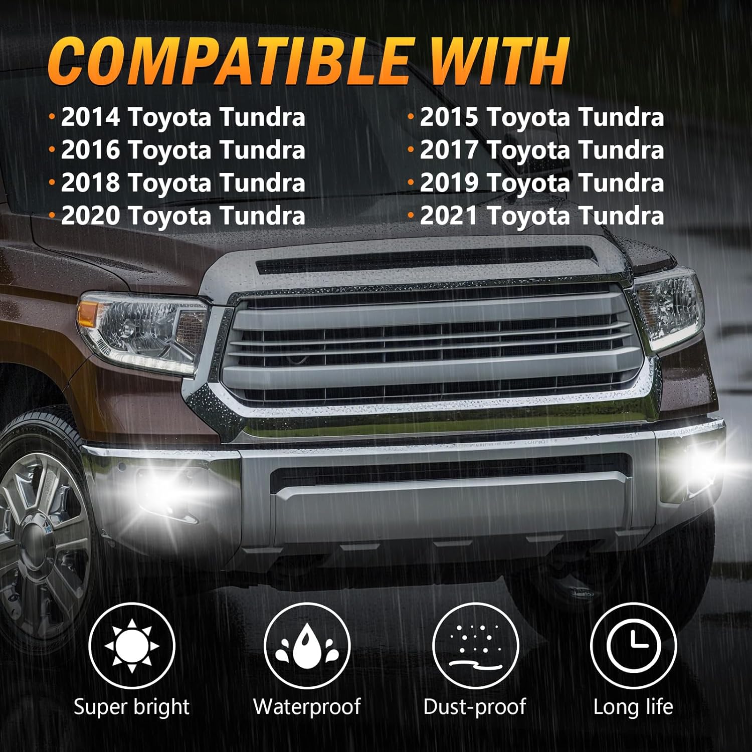 OKSIWA LED Fog Lights for 2014 2015 2016 2017 2018 2019 2020 2021 Toyota Tundra,1 Pair Front Driving Fog Lamps Kits with Wiring Harness Switch,Clear Lens-2