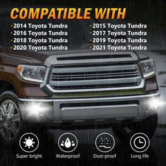 OKSIWA LED Fog Lights for 2014 2015 2016 2017 2018 2019 2020 2021 Toyota Tundra,1 Pair Front Driving Fog Lamps Kits with Wiring Harness Switch,Clear Lens-2