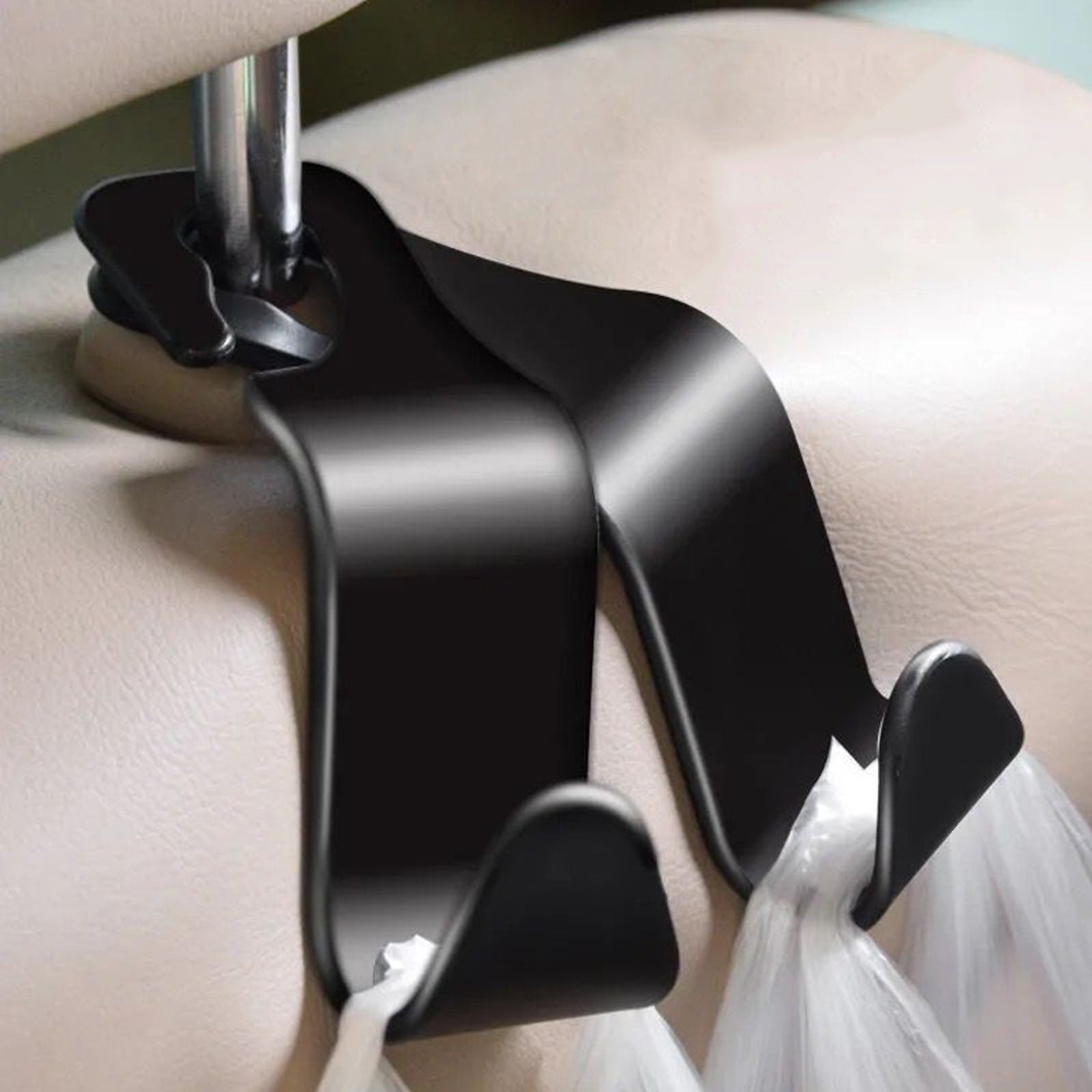 4pcs Black Car Seat Front Back Headrest Hooks Truck Coat Purse Bag Hanger Holder