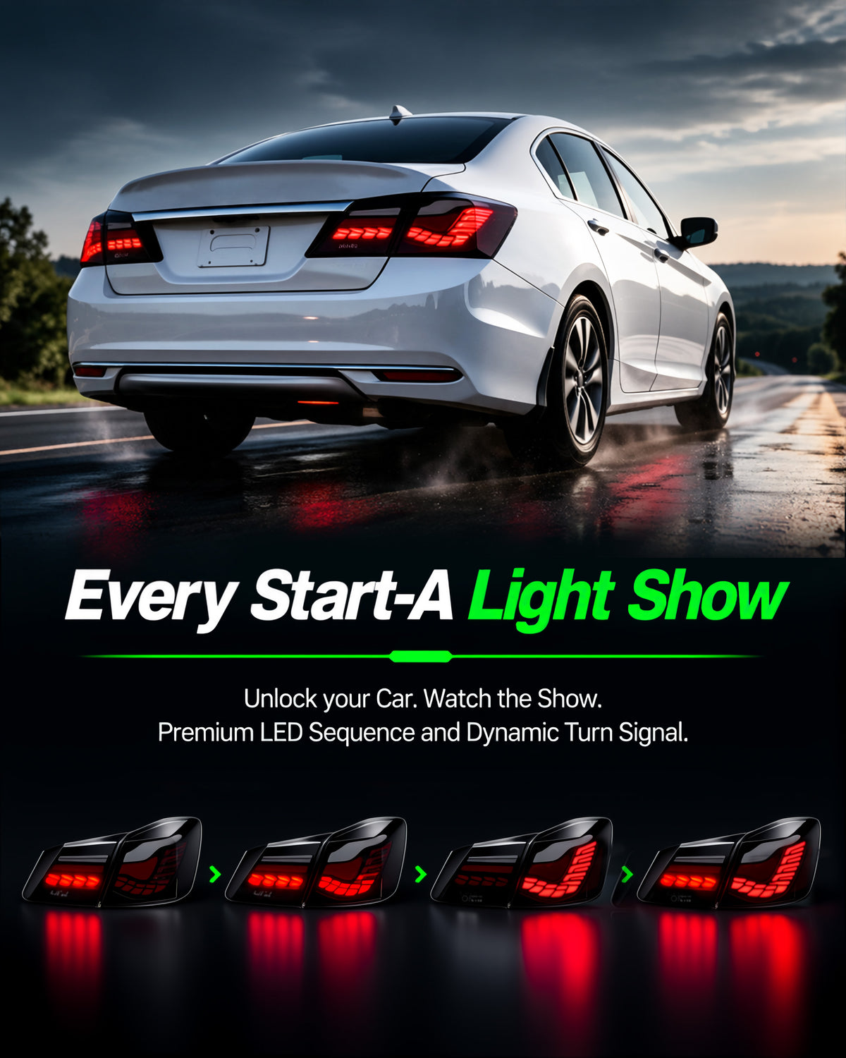 Sequential LED Tail Lights for 2013-2015 Honda Accord LX ,Plug and Play-5