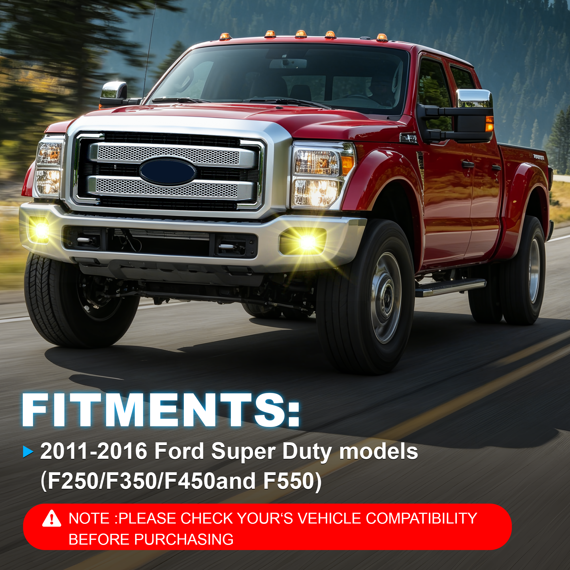 DOT Approved LED Fog Light for 2011–2016 Ford F-250 F-350 F-450 Super Duty, 1 Pair-2