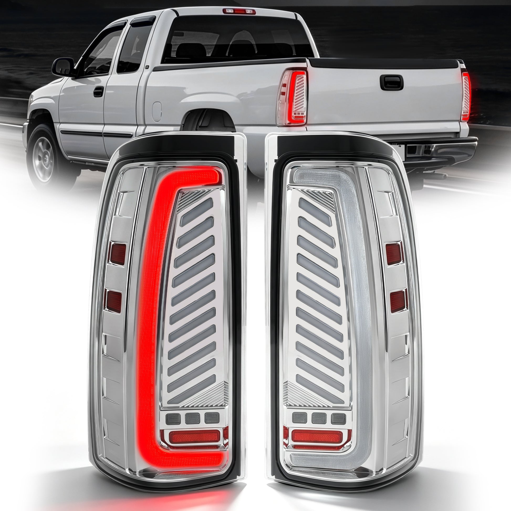 Sequential LED Tail Lights with Startup Animation for 1999-2006 GMC Sierra & 1999-2002 Chevy Silverado Clear Lens Plug & Play-8