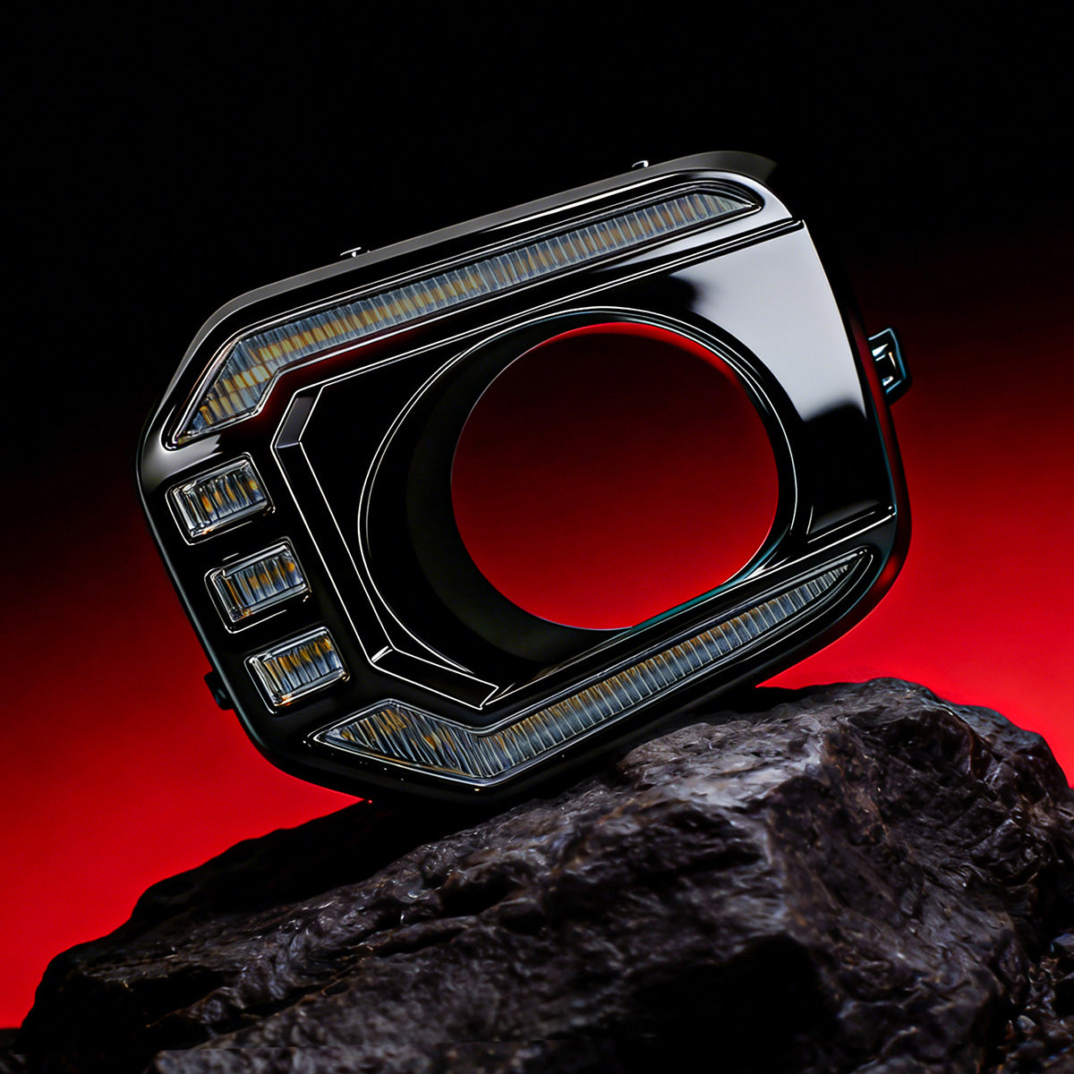 OKSIWA Sequential Full LED White & Amber Daytime Runing Lights Fit for 2016-2023 Toyota Tacoma Upgrade and Modified 1 Pair DRL Kit with Starting Animated, Dynamic Turn Signal Fog Lights Assembly, Smoked