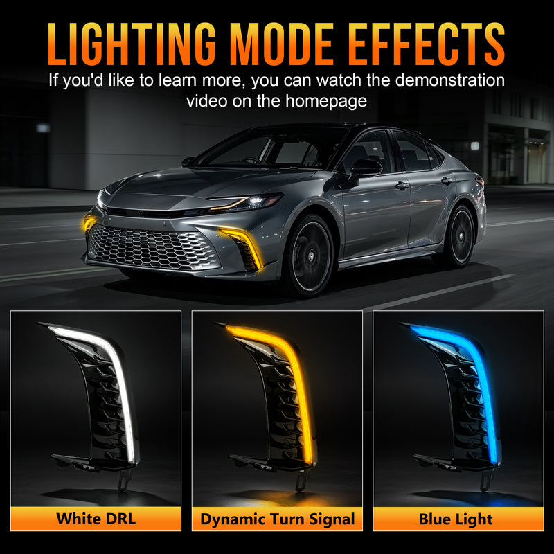 DOT Approved LED DRL Fog Lights for 2025 - 2026 Toyota Camry SE/XSE-2