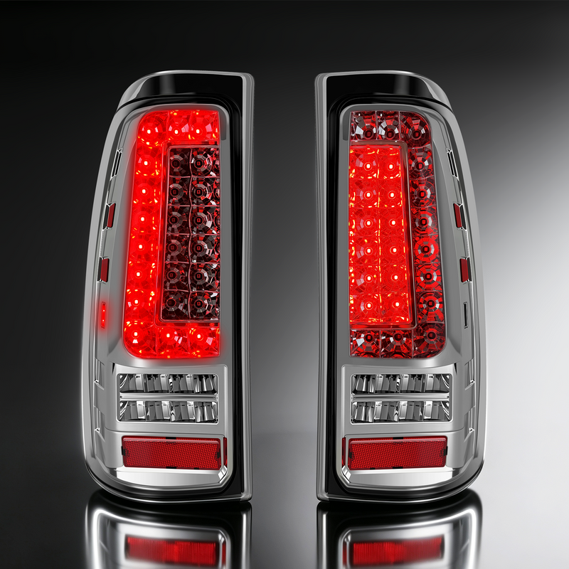 LED Tail Lights for 1999-2006 GMC Sierra & 1999-2002 Chevy Silverado Clear Lens Plug & Play-8