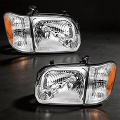 Halogen Headlight Assembly with Amber Reflector for 2005-2006 Toyota Tundra & 2005-2007 Sequoia 1 Pair Direct Fit-1