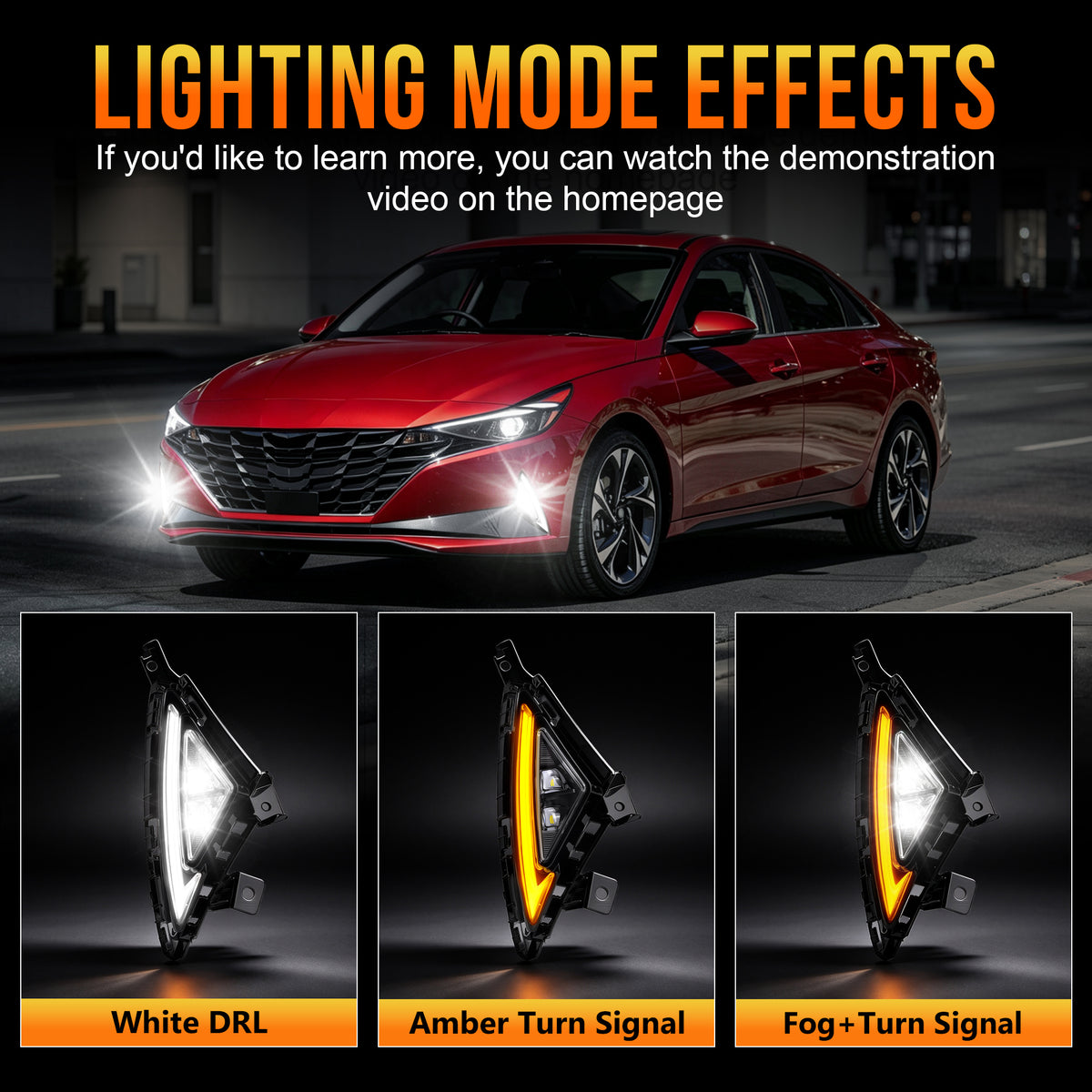 LED Fog Lights Compatible with 2021-2023 Hyundai Elantra with DRL Wiring Harness-2