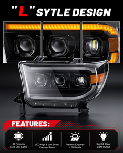 LED Headlights for 2007-2013 Toyota Tundra, 2008-2021 Sequoia-5