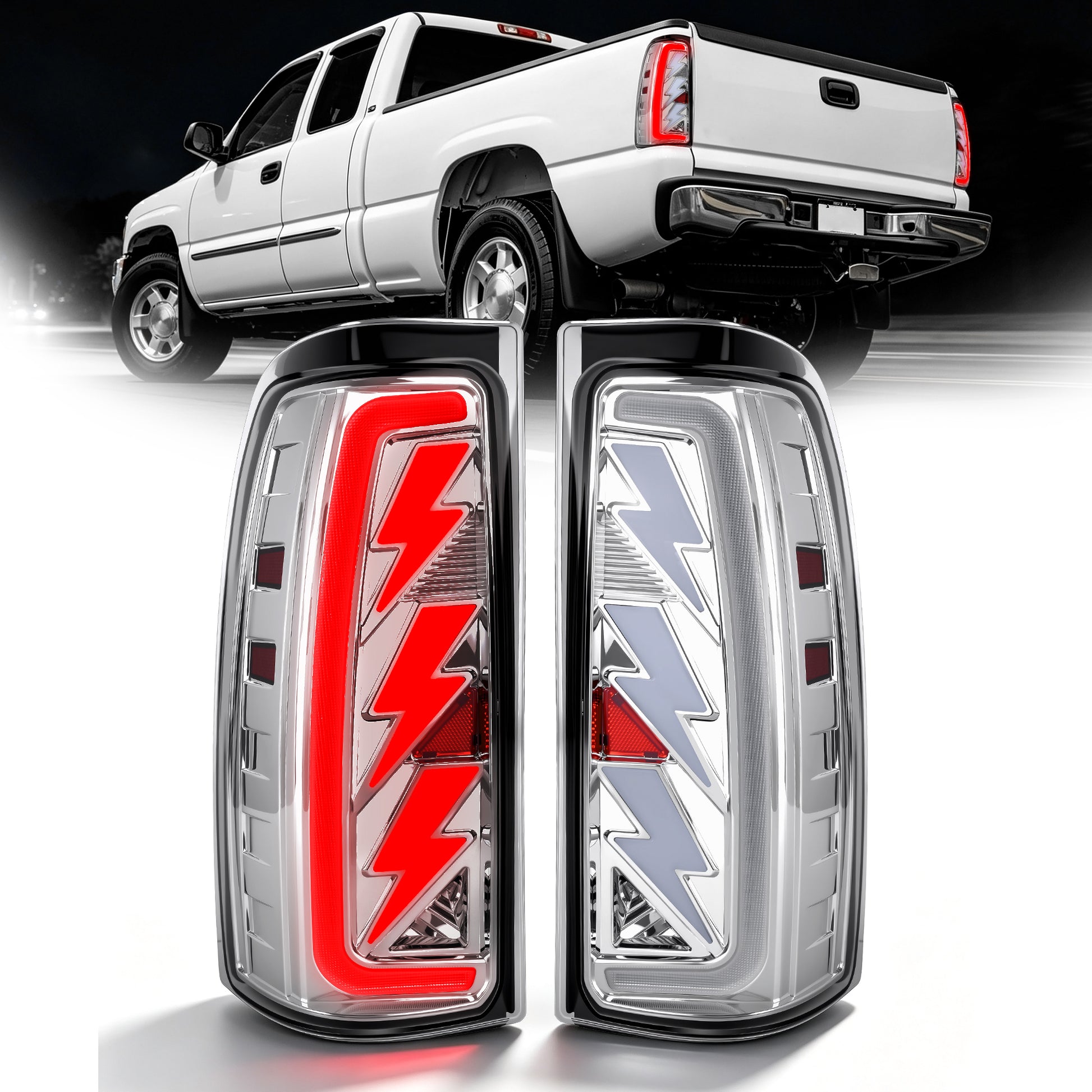 Sequential LED Tail Lights with Startup Animation for 1999-2006 GMC Sierra & 1999-2002 Chevy Silverado Clear Lens Plug & Play-7