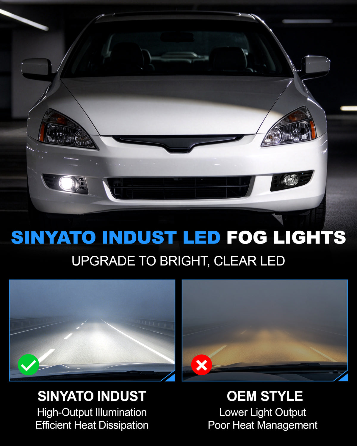 DOT approved LED Fog Lights for  2003-2005 Honda Accord 2 Door Coupe-5