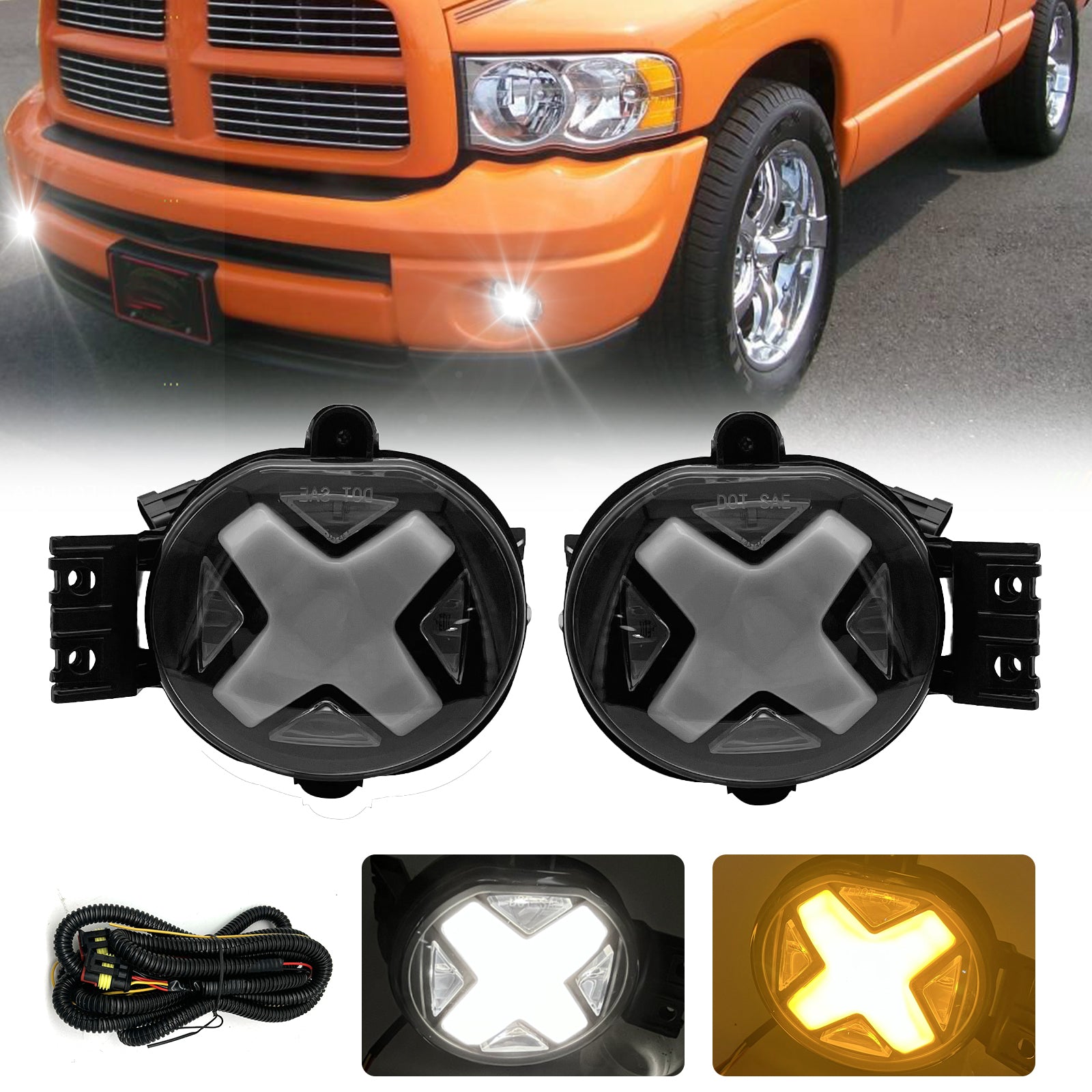 For Dodge 02-08 Ram 1500 03-09 Ram 2500 3500 04-06 Durango LED Fog Lights Lamps