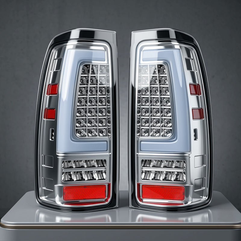 LED Tail Lights for 1999-2006 GMC Sierra & 1999-2002 Chevy Silverado Clear Lens Plug & Play-7