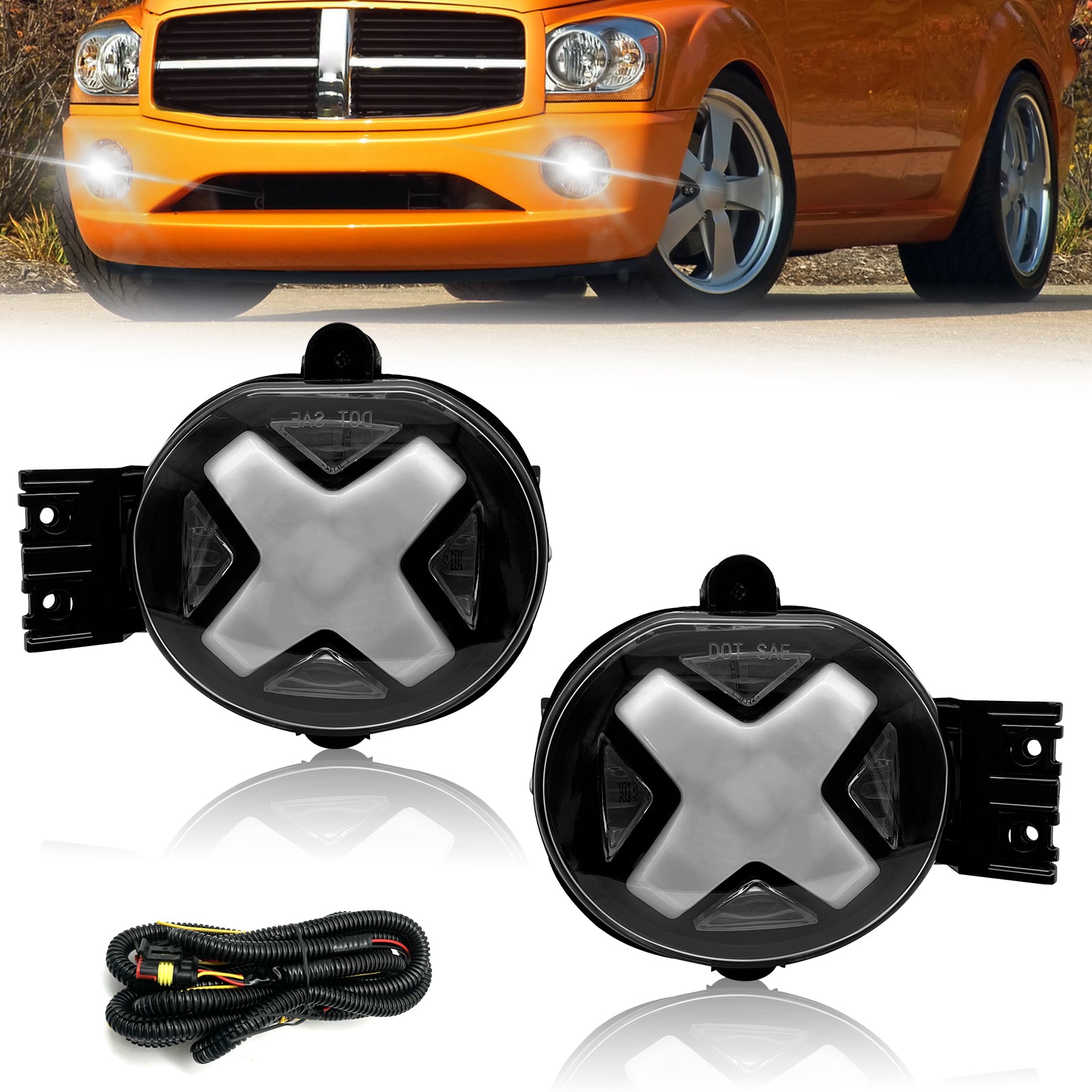 For Dodge 02-08 Ram 1500 03-09 Ram 2500 3500 04-06 Durango LED Fog Lights Lamps