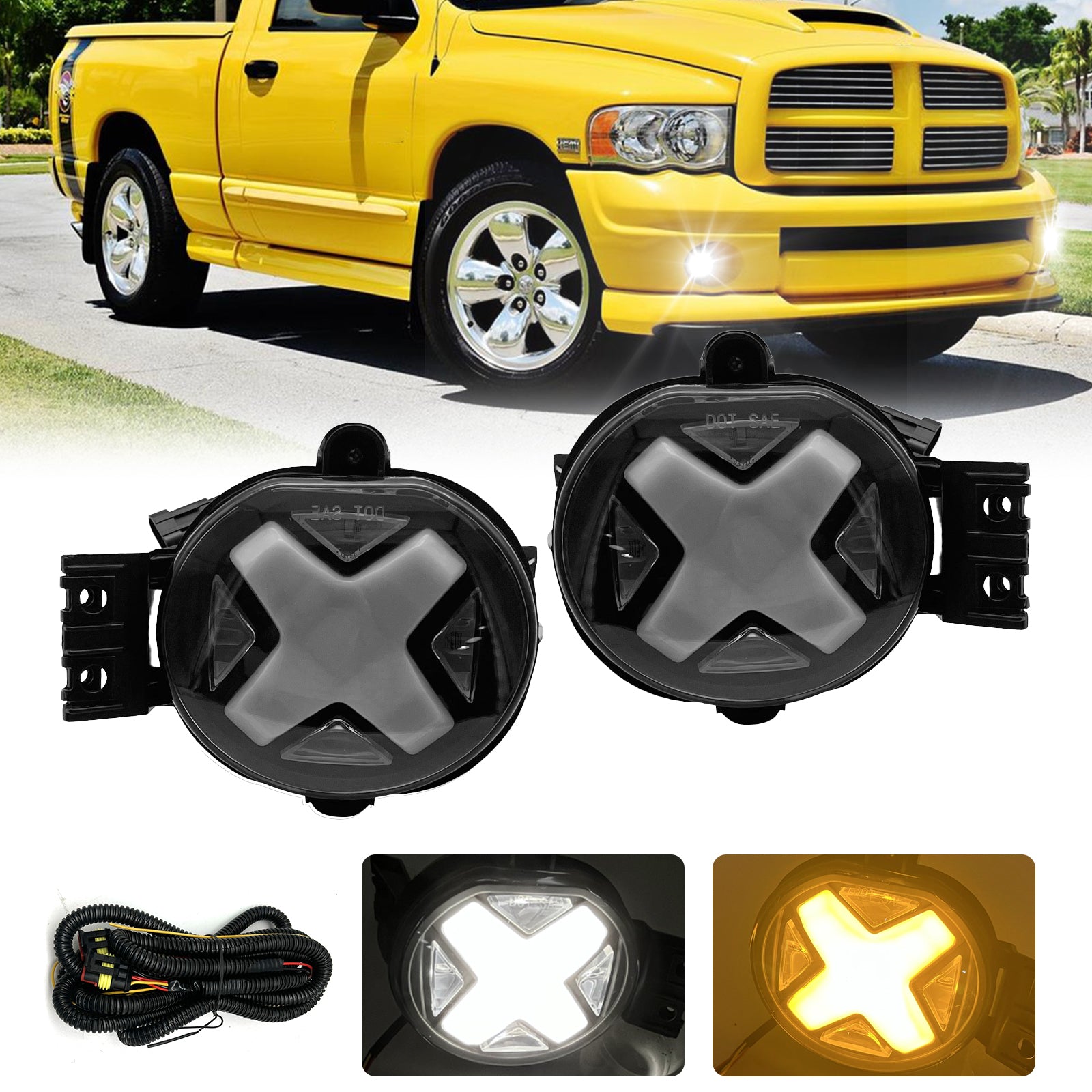 For Dodge 02-08 Ram 1500 03-09 Ram 2500 3500 04-06 Durango LED Fog Lights Lamps