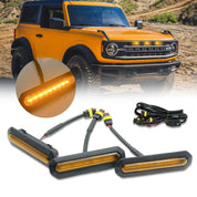 3pcs For 2021 2022 2023 Ford Bronco LED Front Grille Lights Lamps Yellow Lens